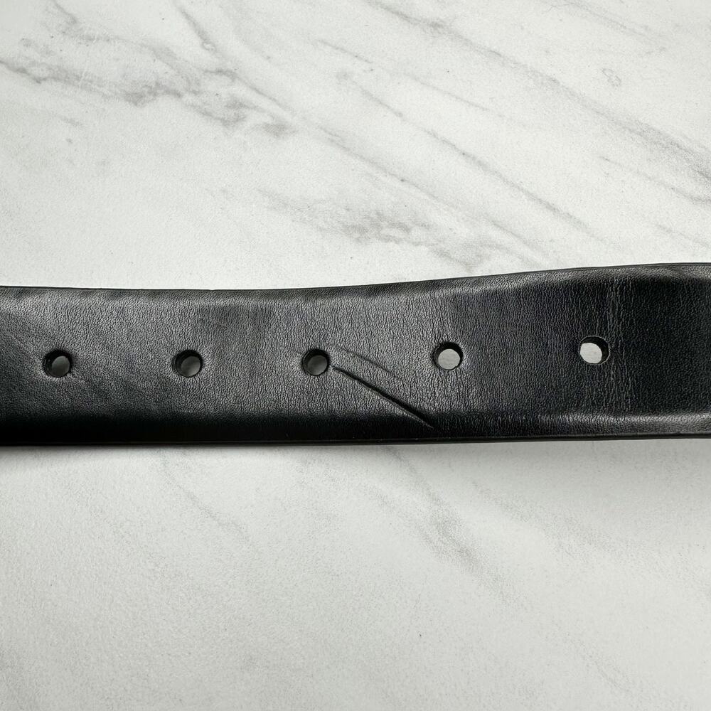 Mens Black and Brown Reversible Belt Silver Buckle Size 44 โจ - Picture 8 of 13